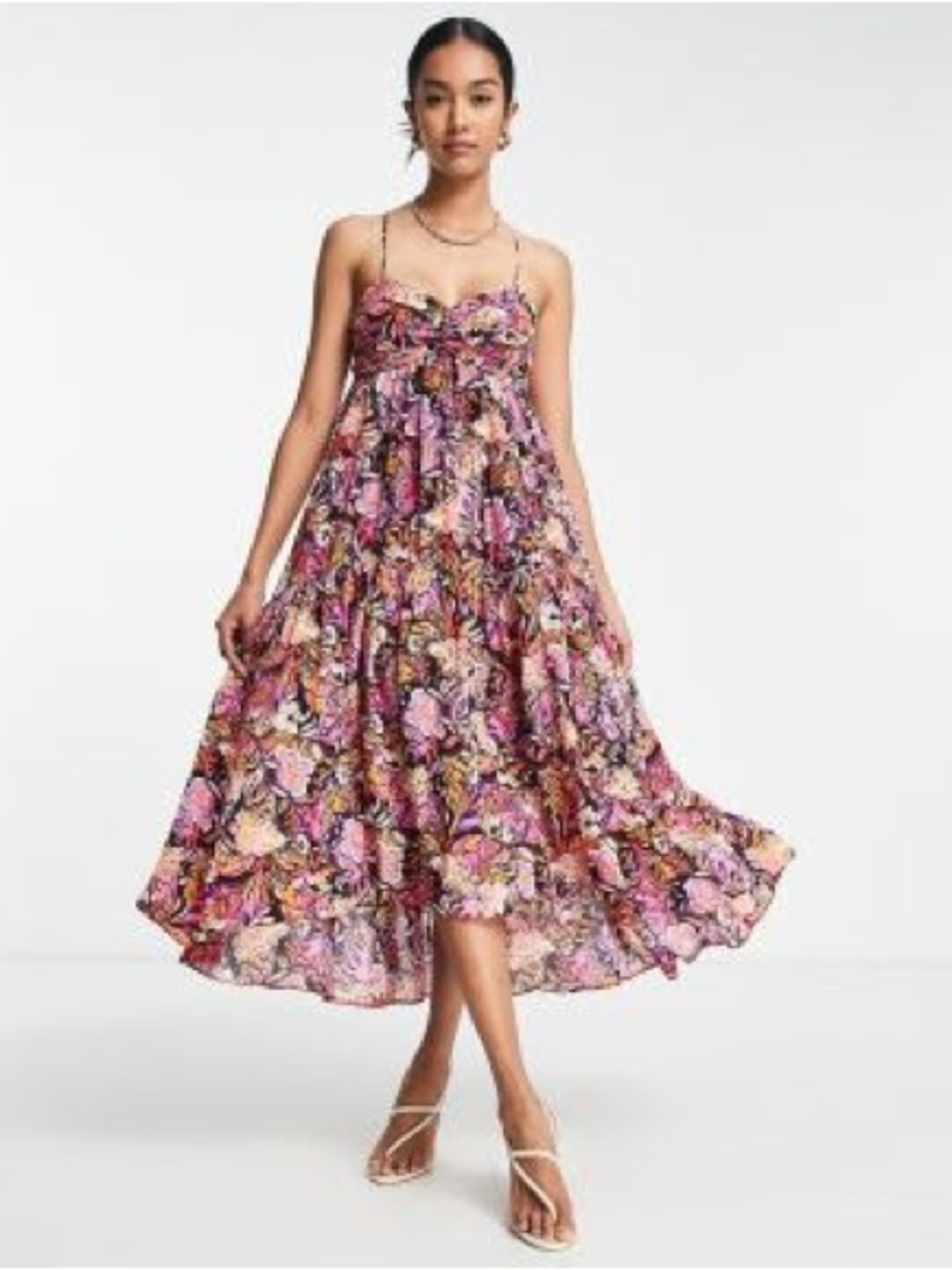 Topshop Occasion Strappy Back Paisley Floral Midi Dress, size 8